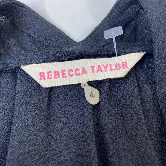 Rebecca Taylor Black Sleeveless Womens Blouse Zipper Front Faux Pockets Size 4 - Picture 3 of 6
